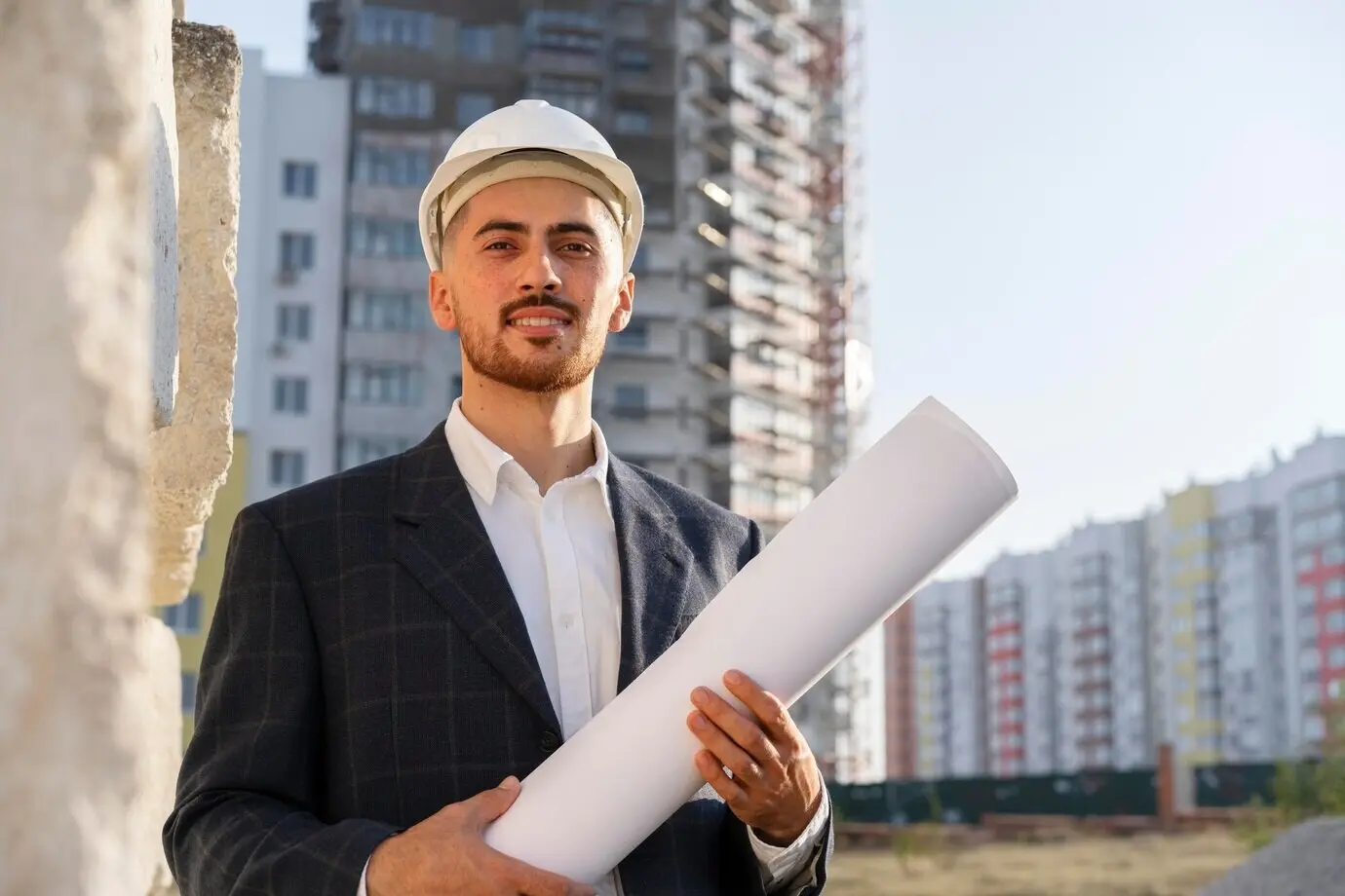 A construction worker on the building site